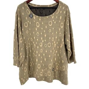 By JJ Womens XL Wearable Art to Wear Unique Artsy Beige Blouse Shirt Top